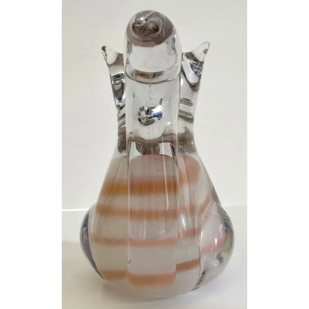 Vintage Murano Style Art Glass Squirrel Pink White Hand Blown Figurine MCM